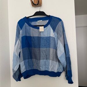 Blue Free People Long Sleeve Top Size: L